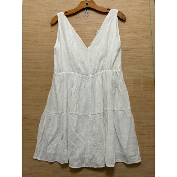 Pink Lily White Ruffle V Neck Tiered Mini Dress Sleeveless Small - Picture 3 of 5